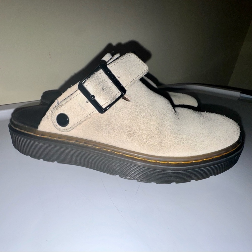 Dr. Martens Cream Carlson Suede Slingback Mules Size 7 View 4